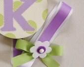 Girls baby round hairbow holder  30 inch  hanging ribbon