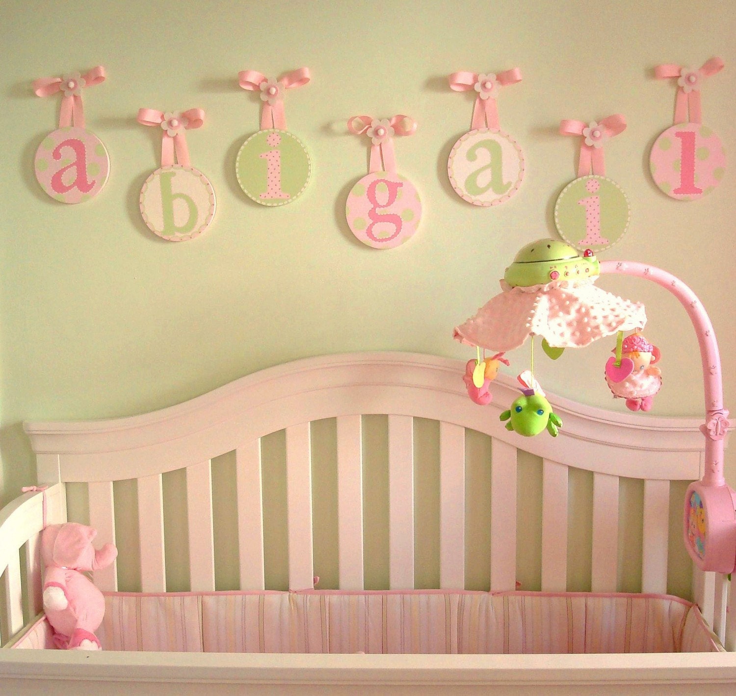 Children Kids Baby Wood Round HANGING WALL LETTERS Nursery Decor