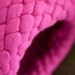 Wool felt knit pod vessel in hot pink and natural gray brown