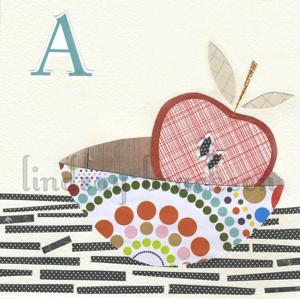 Alphabet Nursery Art Print Letter A as in Apple