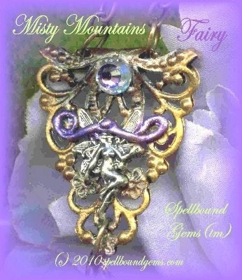 Spellworker Spiritual Steampunk(tm)/Tolkien/ Elven/ Vintage Skeleton Brass Key/Spellbound Gems(tm)/ MISTY MOUNTAINS FAIRY/Necklace/Pendulum/ Victorian Filigree/ Amethyst/ Zodiac/ Aquarius/Talisman/Amulet/Wicca/ Celtic/ Pagan/The Hobbit/Goddess