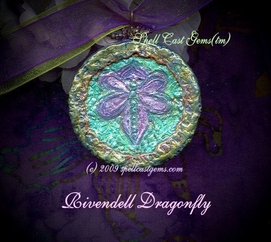 Spell Cast Gems(tm) Double-Sided Pendant with Vintage\/Antiqued Handworked Brass Fairy Portal \/Fairy Door\/Tolkien - Elven Magic Jewelry(tm)\/ RIVENDELL DRAGONFLY\/ Celtic\/ Druid\/ Fairy\/ Fae Wicca\/ Pagan