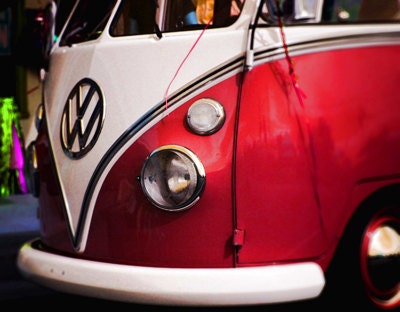 Vintage Red Volkswagon Bug Bus Print Digital Download Photograph Hot Rod Commercial Use Digital Collage Sheet