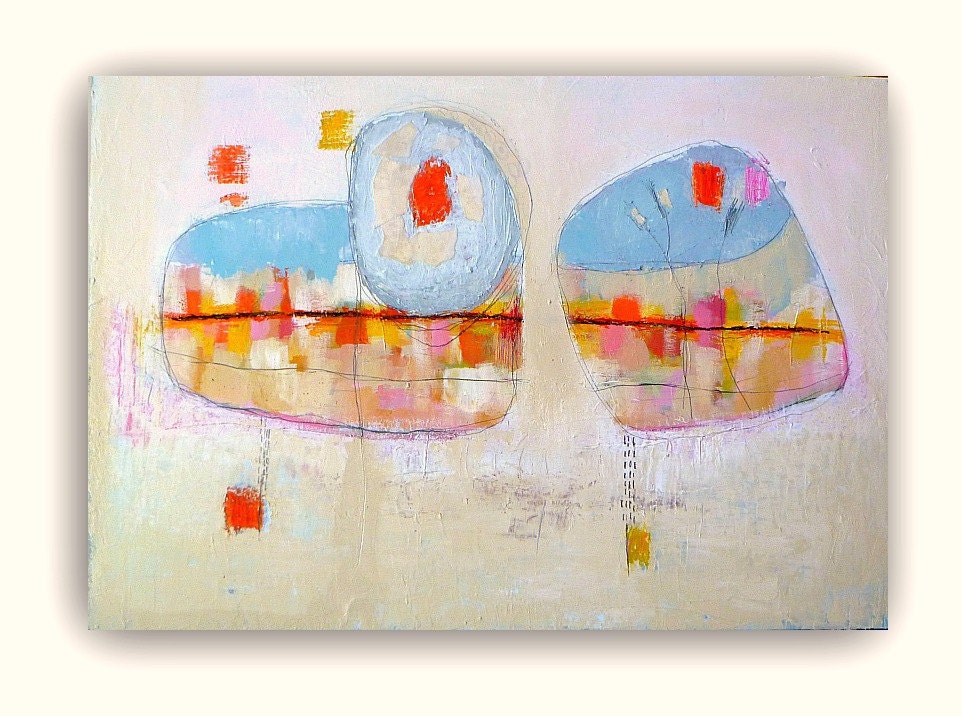 Large Original Abstract Painting  Colorful   3ft x 2ft TITLE: "PULSIVE"