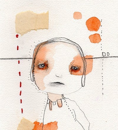T9....Original Mixed Media Watercolor Illustration 6 x 9