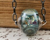 Galaxy Nebula Glass Pendant / Turquoise Purple Gold Silver / Valentine Gift / Vintage Modern Style