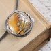 Lampwork Glass Pendant / Feather Pendant / Silver / Scalloped / Valentine Gift / Vintage Modern Style