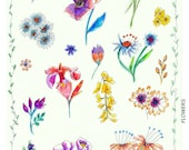 Spring Flowers Illustration-Download and print-Collage Sheet-300 DPI-003