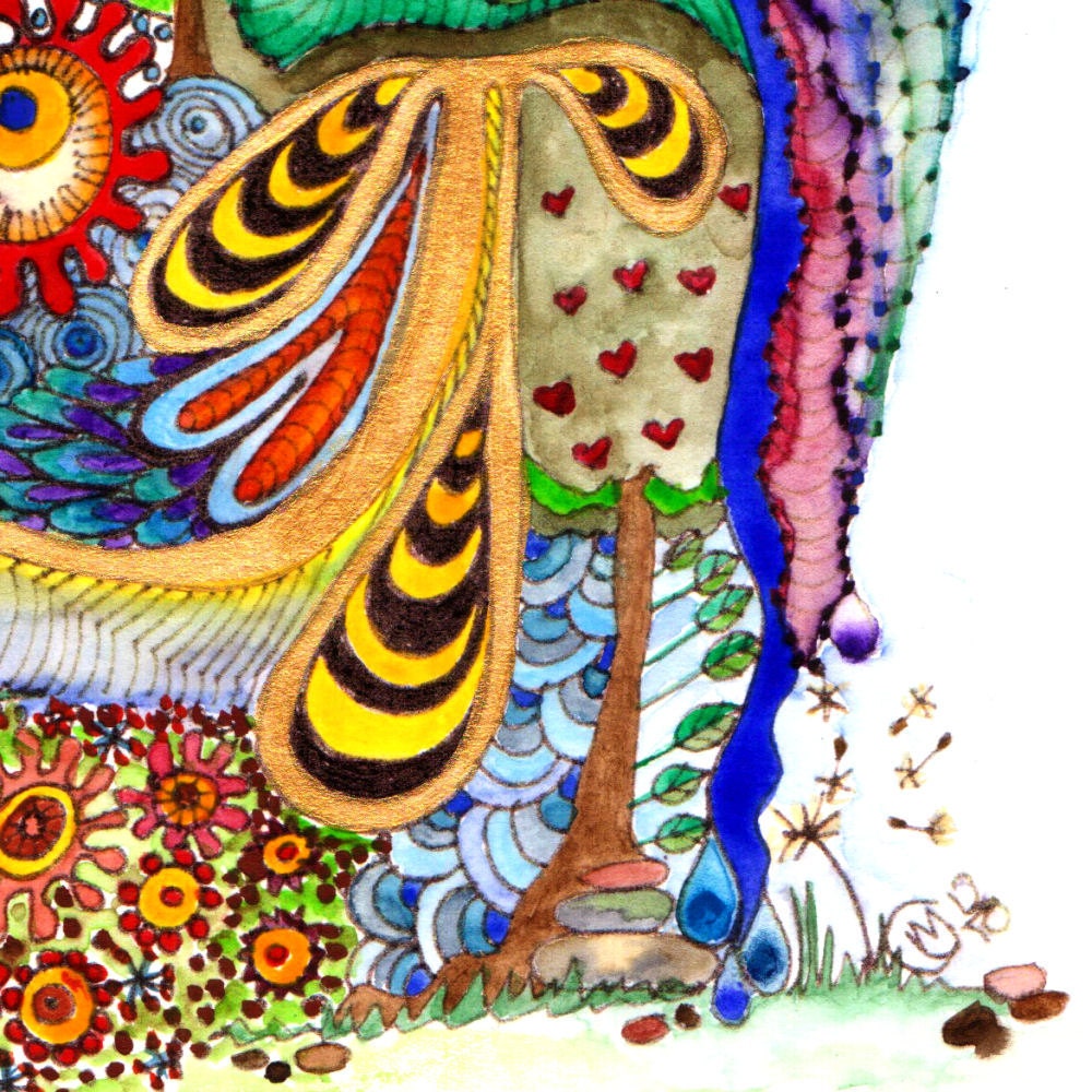 Monogram, Initial, Colour-Me-In Illuminated Letters - G, original art  drawings by melanie j cook