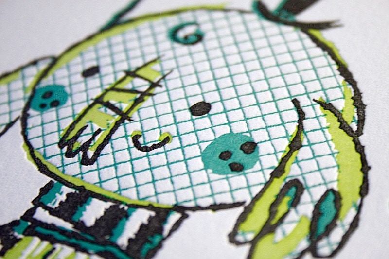 Elephant Umbrella / Letterpress