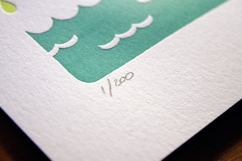 Elephant Umbrella / Letterpress