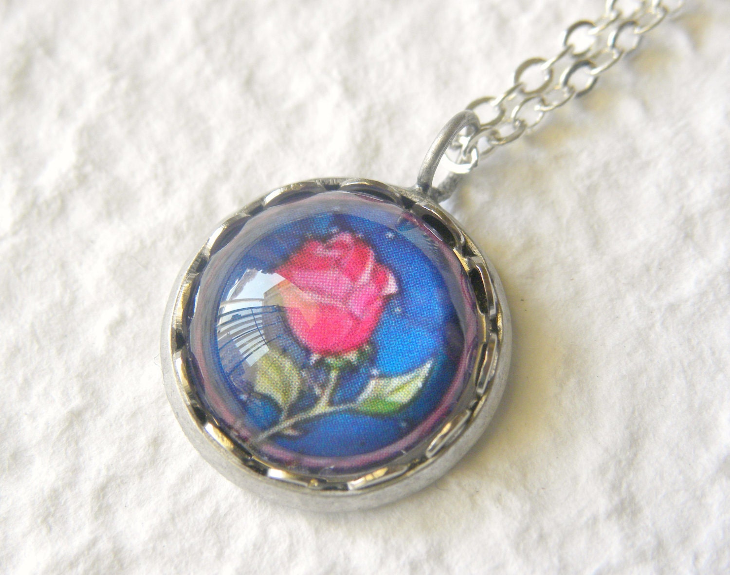 The Enchanted Rose Petite Disney Necklace - Inspired from Disney's Beauty and the Beast