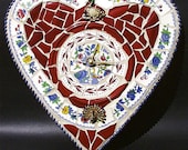 Pique Assiette Mosaic Heart Clock Swan and Peacock Broaches