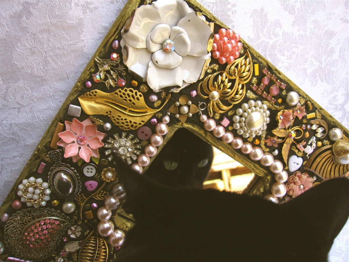 Elegant in Pink Vintage Jewelry Mosaic Mirror