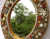 Wine and Roses Vintage Jewelry Mosaic Mirror