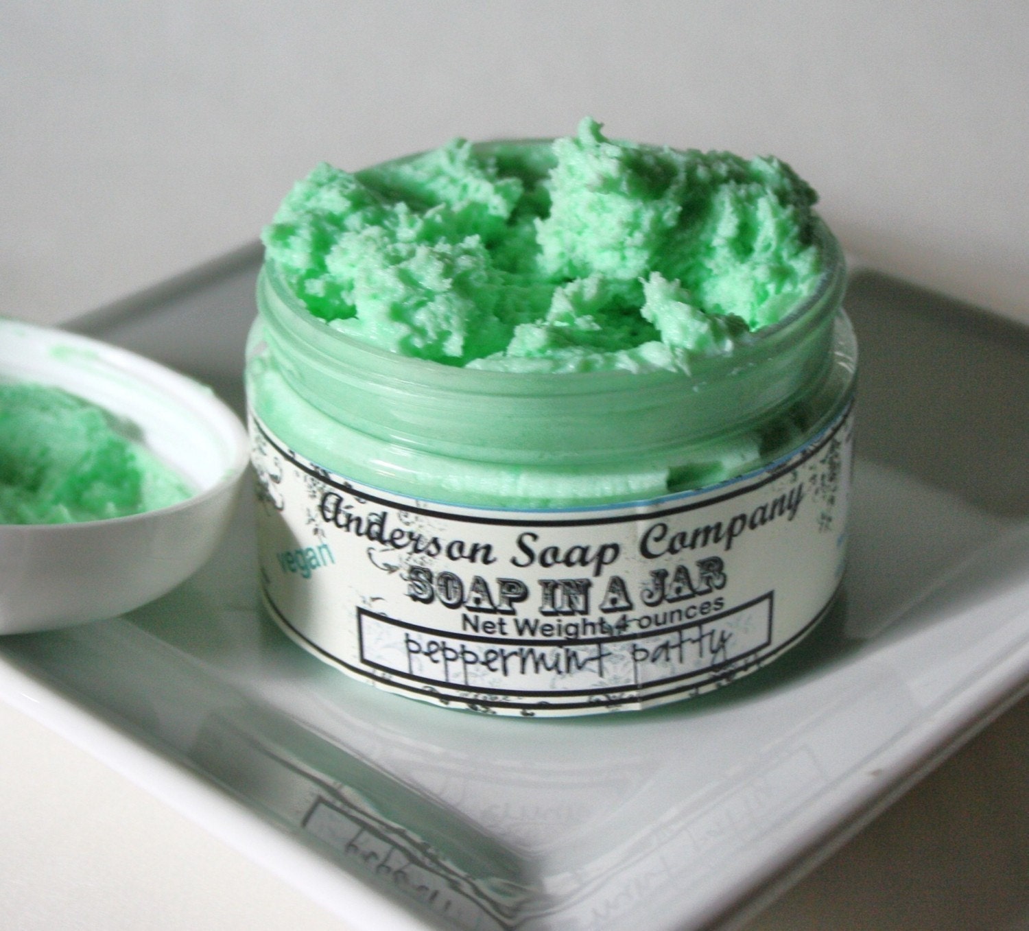Peppermint Patty (4 oz. jar) Soap In A Jar (Fluffy Whipp) (Vegan)
