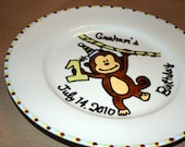 Happy 1st 2nd 3rd 4th Birthday Hand Painted Custom 10.5 inch dinner sized Porcelain Plate to fit ANY birthday theme