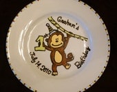 Happy 1st 2nd 3rd 4th Birthday Hand Painted Custom 10.5 inch dinner sized Porcelain Plate to fit ANY birthday theme