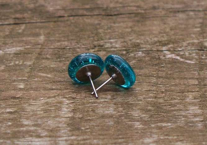 Recycled Mason Jar Post Earring