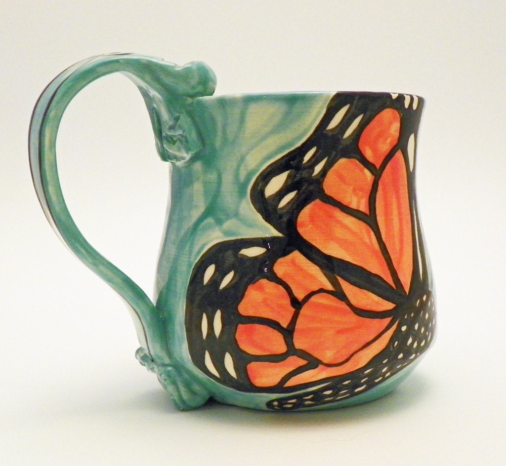 Monarch Butterfly Mug Handmade Ceramic Made to Order