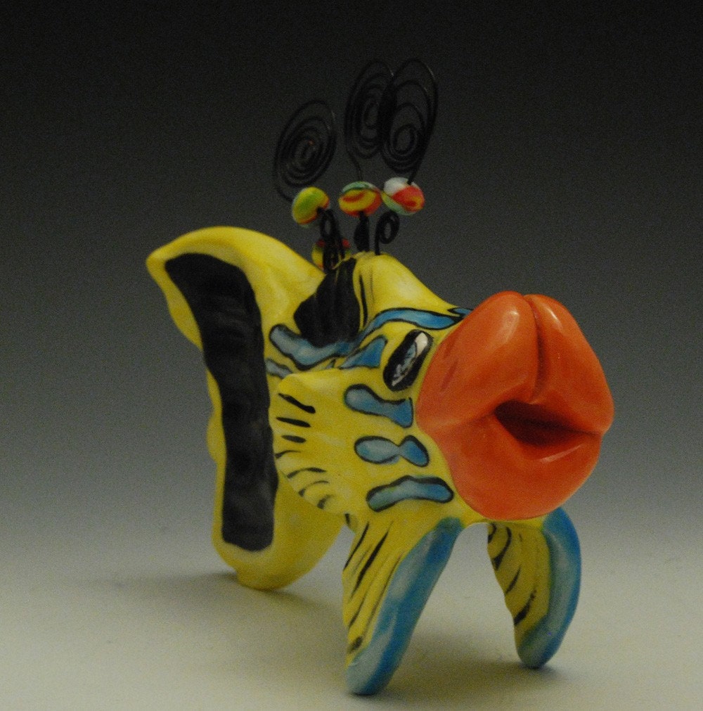 Ceramic Fish Photo Holder Note Keeper Tabletop Sculpture Made to Order
