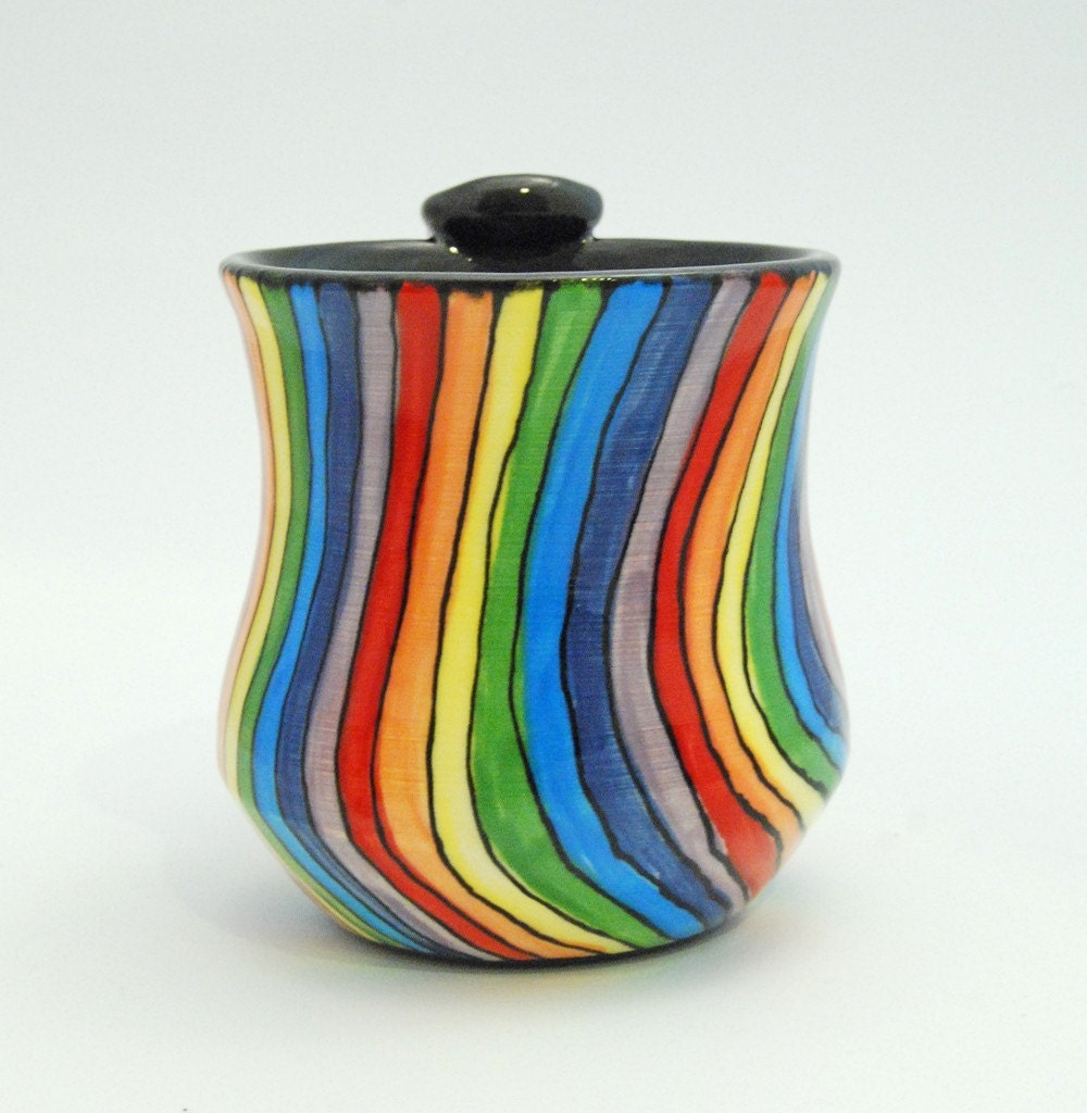 Handmade Ceramic Rainbow Striped Mug Roy G Biv Made to Order