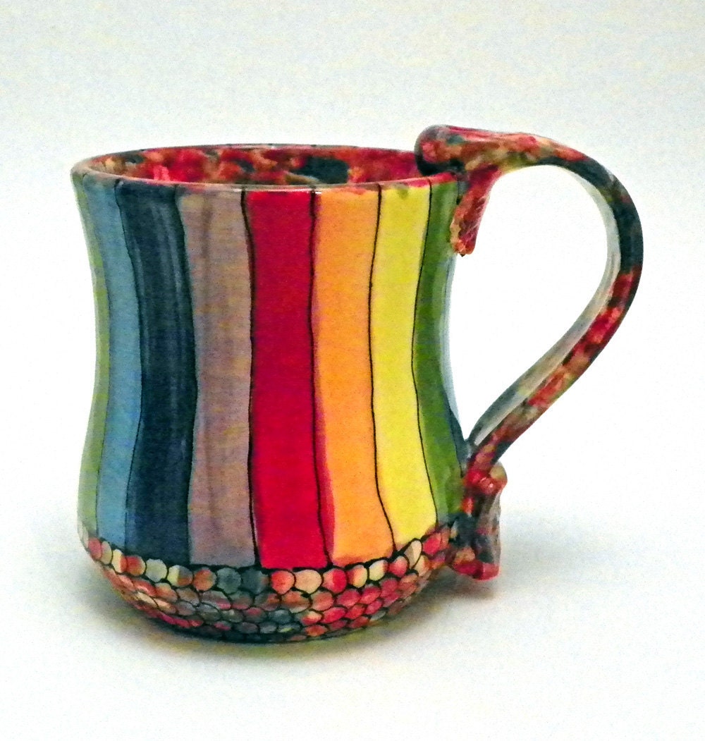 Ceramic Mug Rainbow Striped Roy G Biv Made to Order