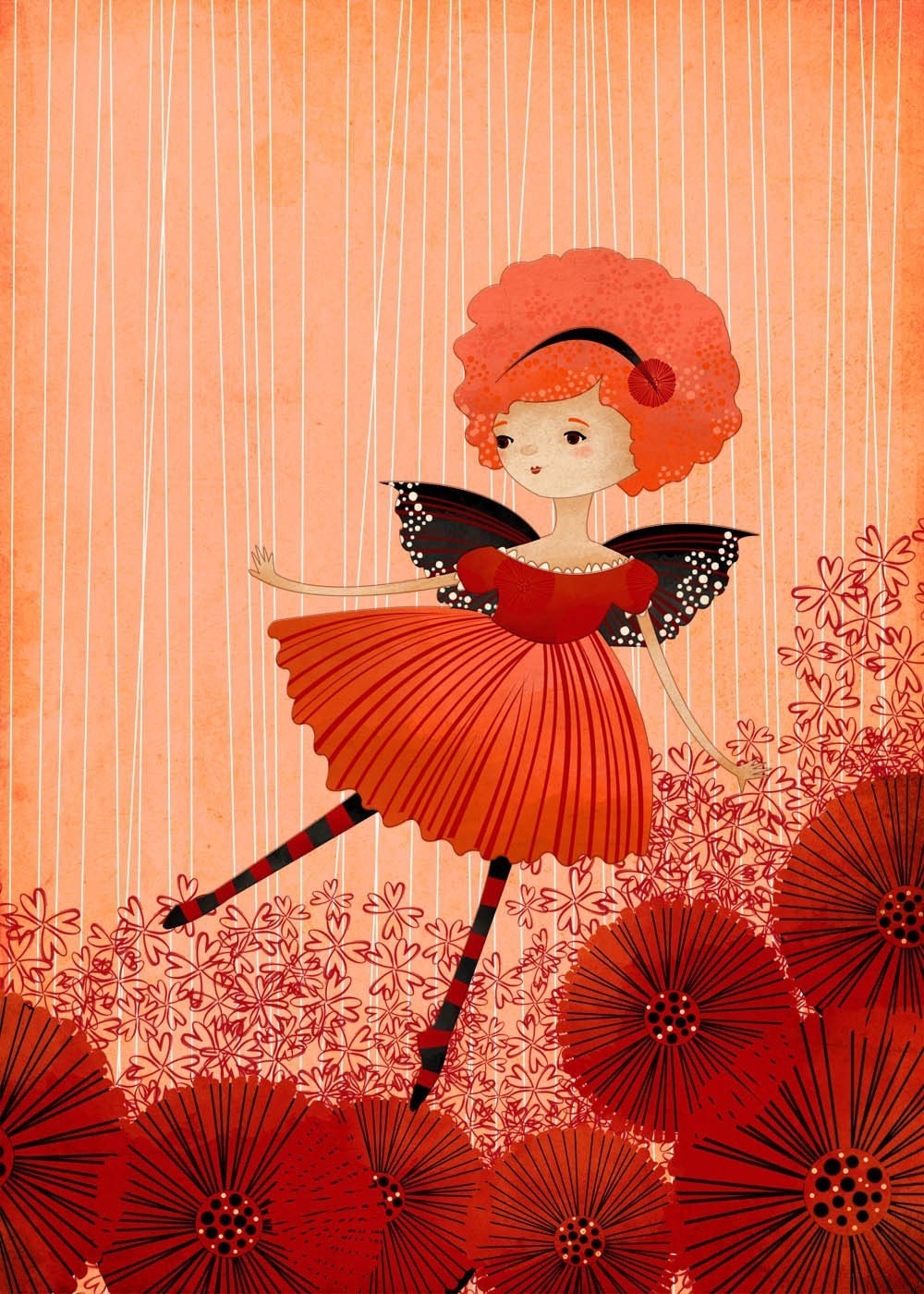 Children's Fairy Art Print - Poppy Garden Fairy Art Print - Nursery art prints, baby nursery, nursery wall art, kids art