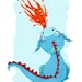 Children's Art Print - Blue Dragon Print - Kids Room or Nursery Decor