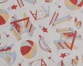 CLEARANCE  1 Yard of Thimbleberries - Play Date - Beach Toys on Cream