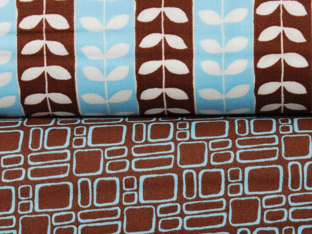 SALE Half Yard Bundle of 2 - Monaluna by Jennifer Moore for Robert Kaufman in blue/brown