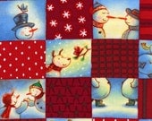 CLEARANCE  1 Yard of Hallmark - Snowman Collection - Small Patch in Red
