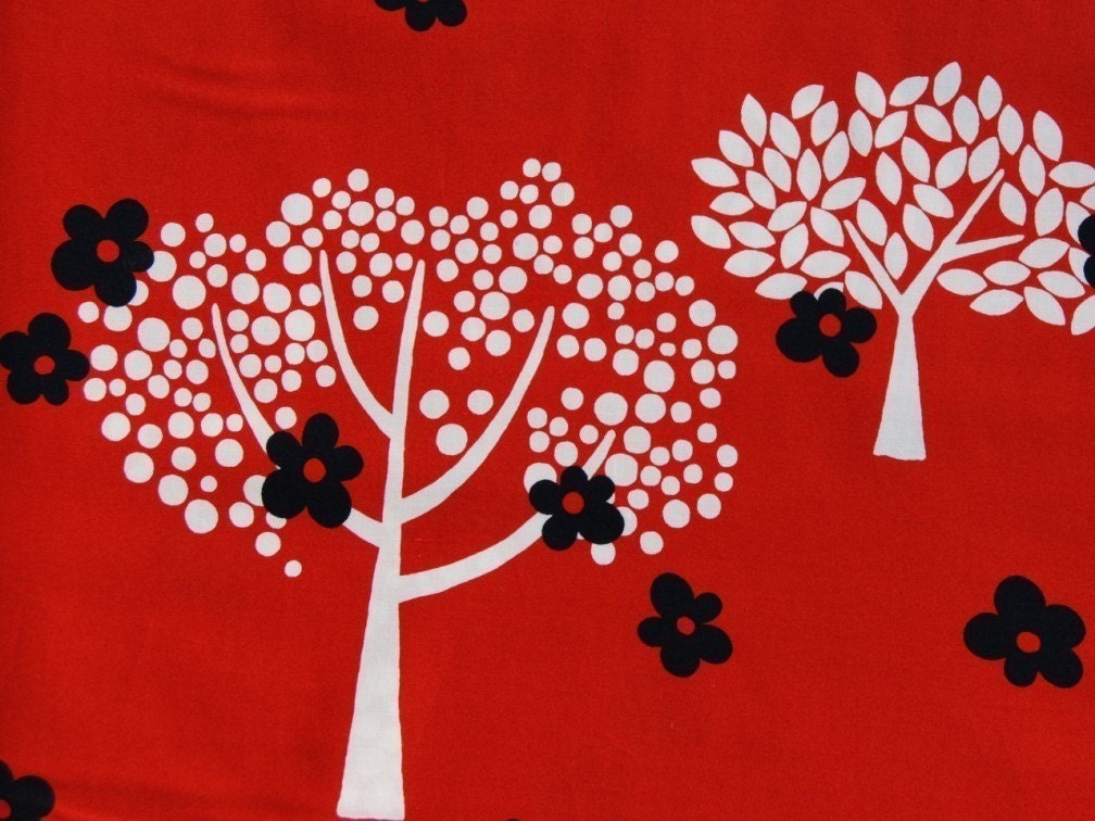 Half  Yard of Kokka Japanese Fabric- Trees on Red