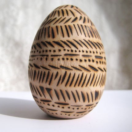 Wood burned Hen Egg