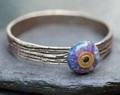 Bangle Bracelet, Bronze, Boro Lampwork, Borosilicate Glass Beaded Jewelry Purple - The Wild Secret
