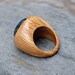 Wood Ring Glass Cab Fused Dichro Wooden Jewelry Green The Secret and the Stone Size 9