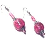 Recyled Glass Bead Earrings - Large Red Spheres