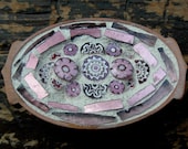 Millefiori Mosaic Brooch in Pink and Mauve