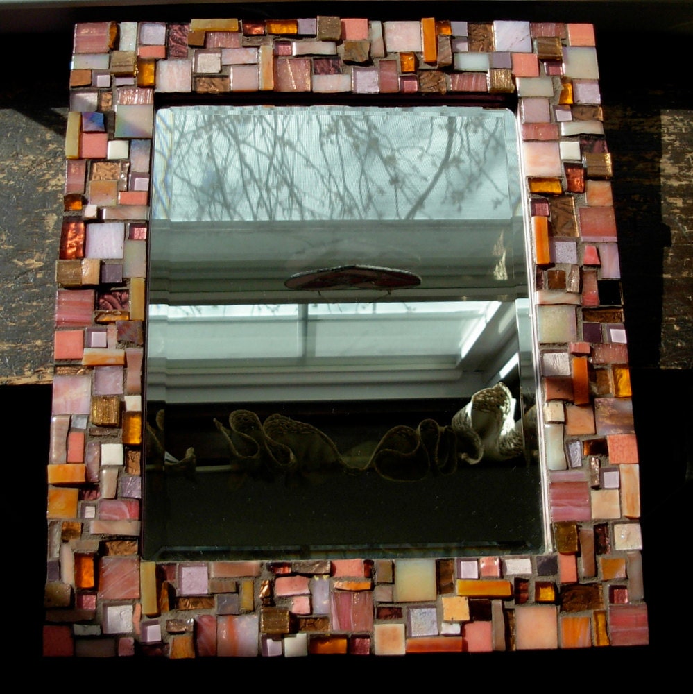 Orange and Pink Patchwork Mirror