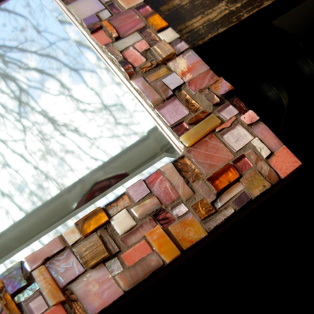 Orange and Pink Patchwork Mirror
