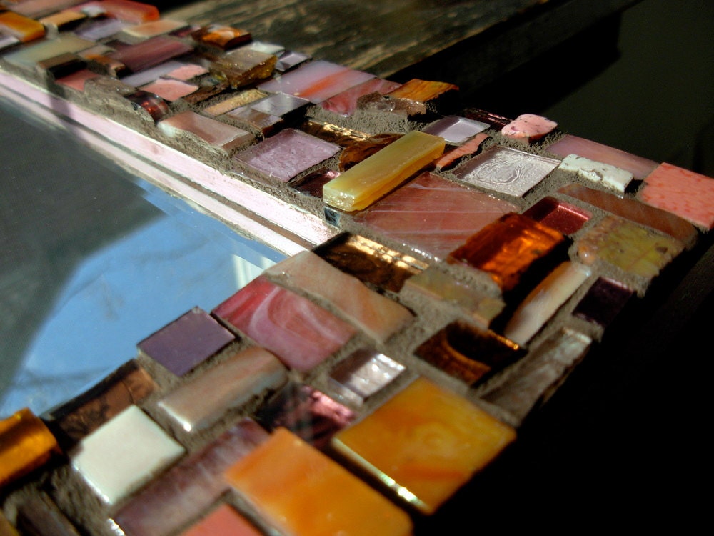 Orange and Pink Patchwork Mirror