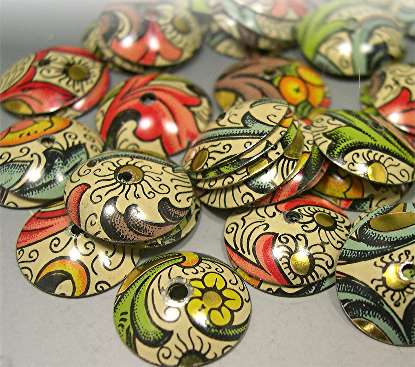 Bead Caps Vintage Fleur de Lis made from vintage cool stuff jewelry findings beading Donna Millard SRA