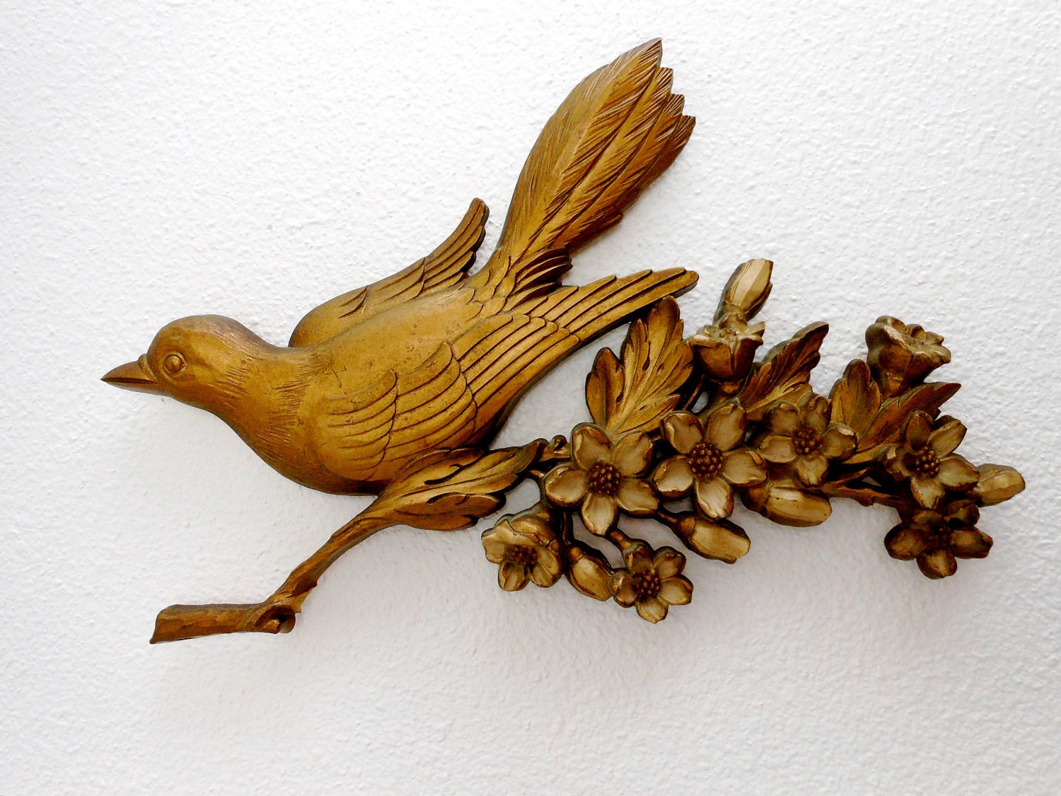 Vintage Gold Bird on Branch Wall Decor - rarebirdboutique