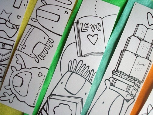 BOOKMARKS you can color yourself SET of FIVE