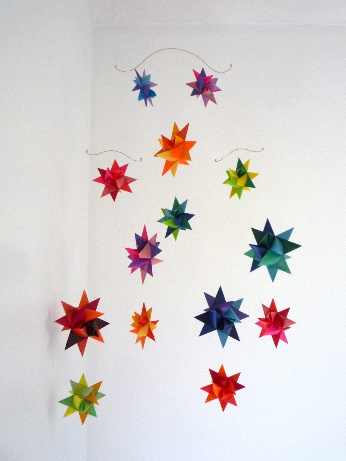 Hanging Nursery Origami Star Mobile -'Vela' Rainbow