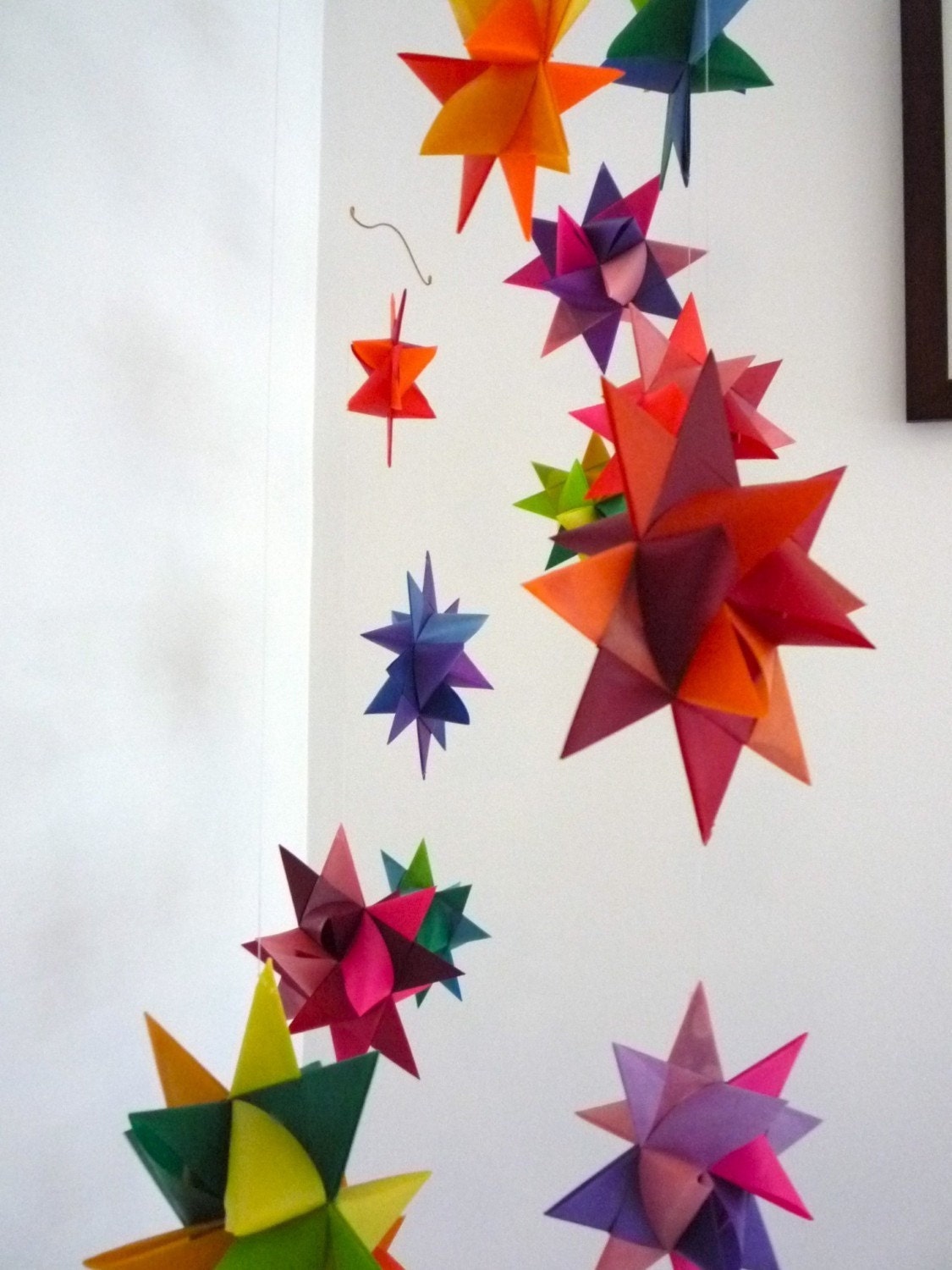 Hanging Nursery Origami Star Mobile -'Cassiopia' Rainbow