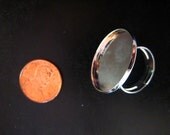 5 23mm bezel ring blanks, platinum plated, lead and nickel free settings for resin and cabs