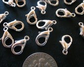 50 12mm lobster claws, silver plated, nickel free