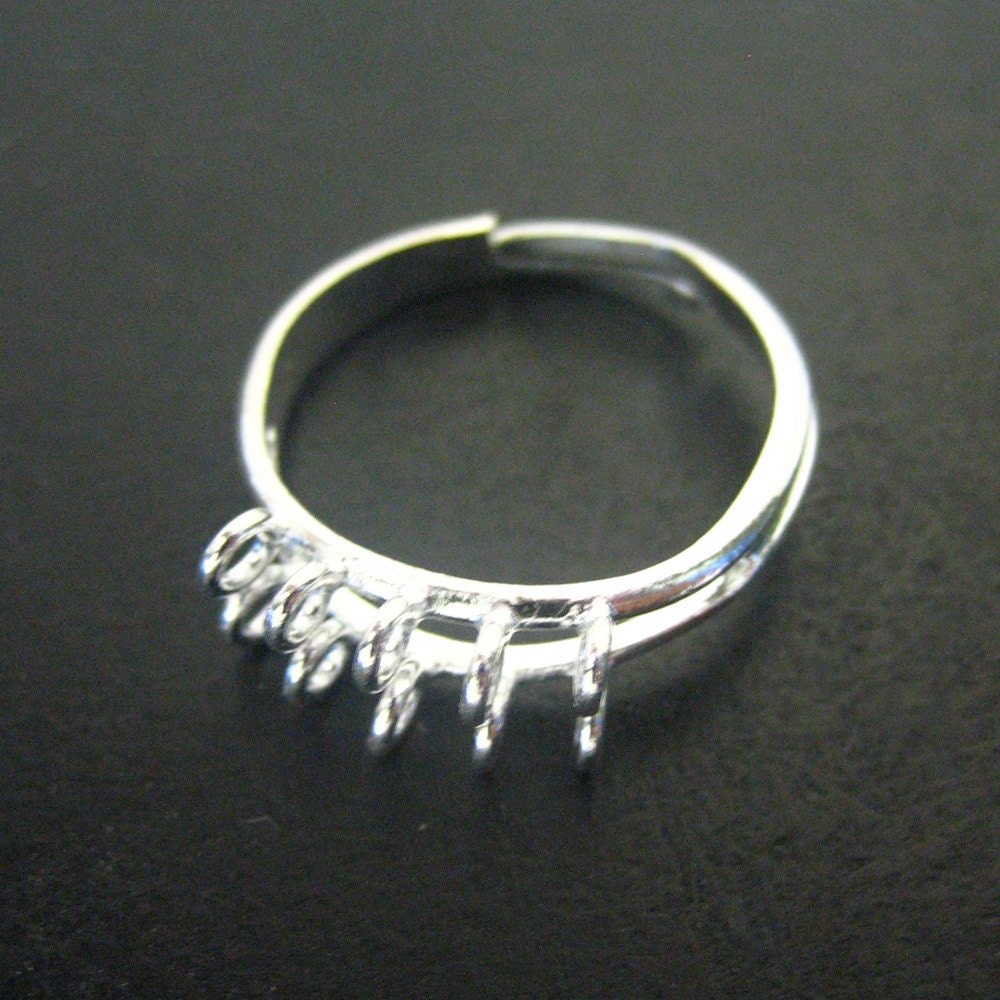 5 10 loop beading rings blanks, silver plated for making cha cha rings (lead and nickel free)
