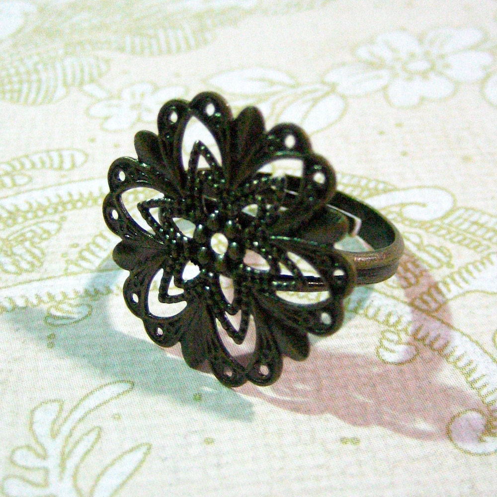 10 20mm filigree ring blanks, brass plated, lead and nickel free